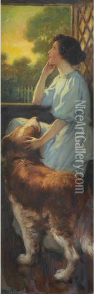 Contemplation Oil Painting - Warren B. Davis