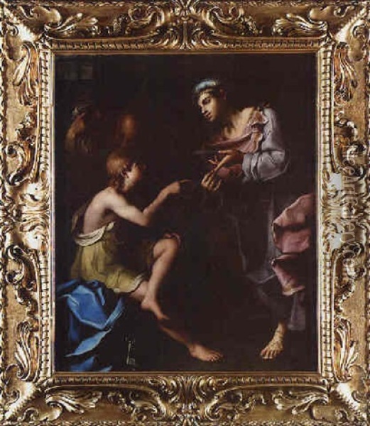 Giuseppe Spiega I Sogni Dei Due Carcerati Oil Painting - Giovanni Domenico Cerrini