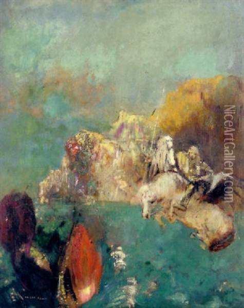 St. Georges Et Le Dragon Oil Painting - Odilon Redon