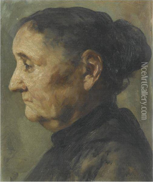 Woman In Profile Oil Painting - Nikoforos Lytras