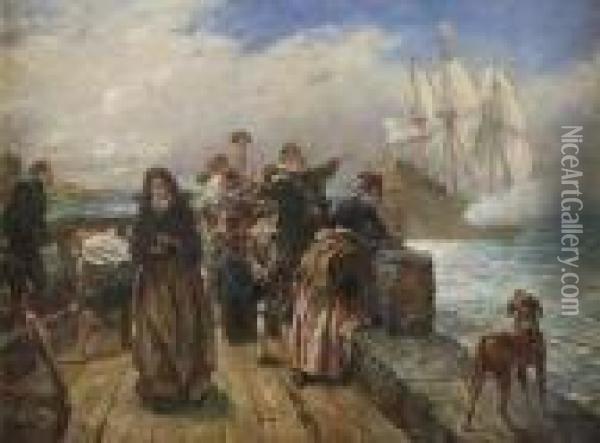 Departure Of The Fleet Oil Painting - Robert Alexander Hillingford