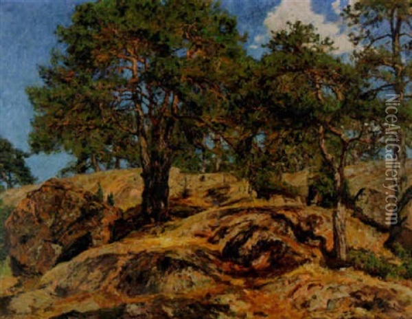 Dvargtallar - Sommarlandskap Oil Painting - Gottfried Kallstenius