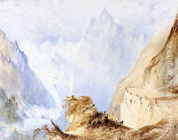 A View in the Alps Oil Painting - John Ruskin