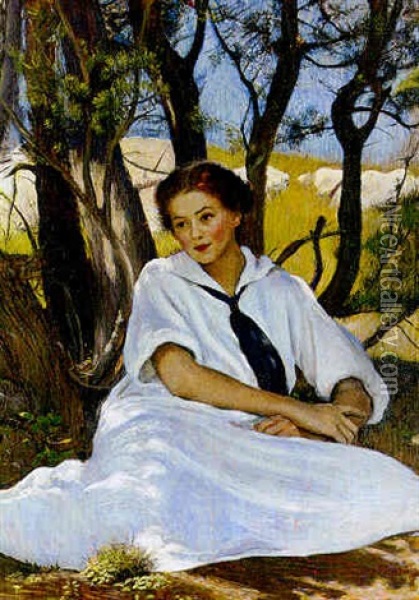 In The Shade Oil Painting - Rosamond Smith Bouve