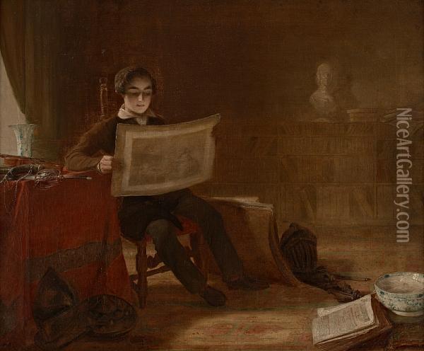 The Young Connoisseur Oil Painting - Charles Lees