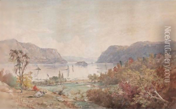 The Gates On The Hudson With Pollepel's Island Oil Painting - Jasper Francis Cropsey