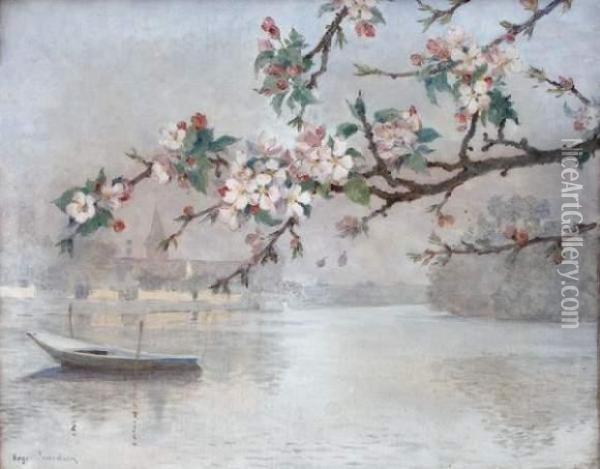 Paysage Au Cerisier En Fleurs Oil Painting - Roger-Joseph Jourdain