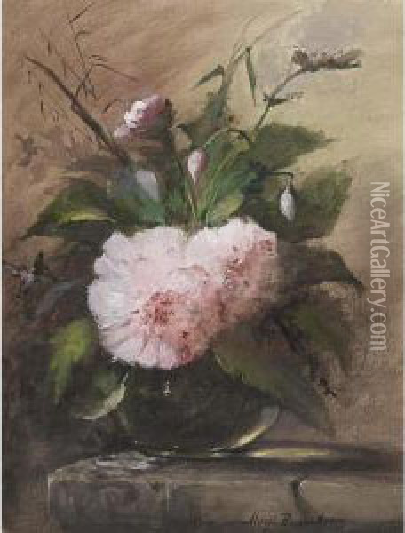 A Still Life With Peonies In A Vase Oil Painting - Margaretha Roosenboom