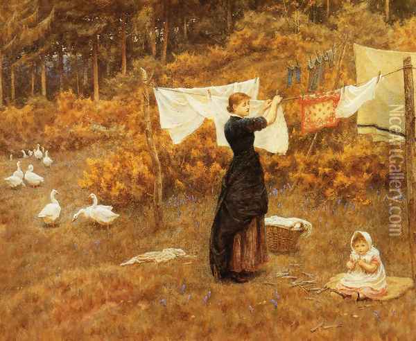 The Clothes Line Oil Painting - Helen Mary Elizabeth Allingham