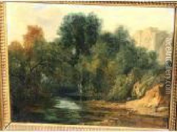 Paysage A La Riviere Oil Painting - Jules Louis Phillipe Coignet
