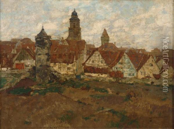 Ansicht Von Grebenstein In Hessen. Oil Painting - Erich Nikutowski