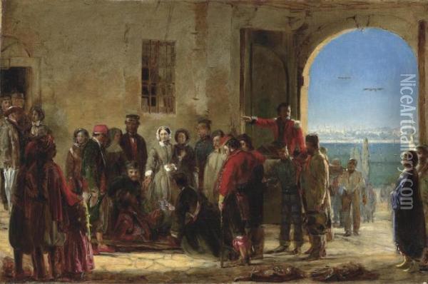 The Mission Of Mercy: Florence Nightingale Receiving The Wounded At Scutari Oil Painting - Jerry Barrett