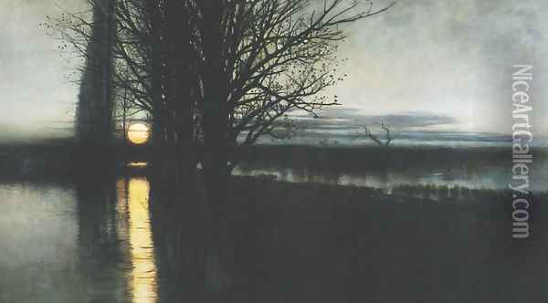 Moonrise Oil Painting - Stanislaw Maslowski