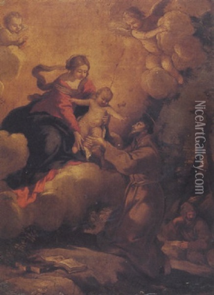Madonna And Child With Saint Francis Oil Painting - Pietro da Cortona