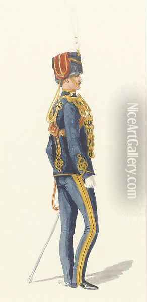 An officer of the 7th Hussars Oil Painting - Richard Simkin