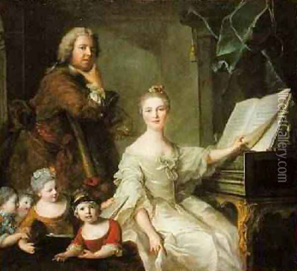 The Artist and his Family 1730-62 Oil Painting - Jean-Marc Nattier