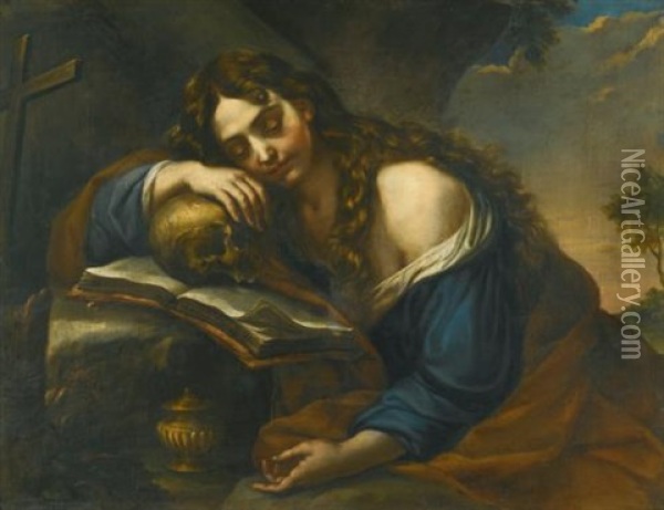 Mary Magdalene Sleeping Oil Painting - Giovanni Battista Beinaschi