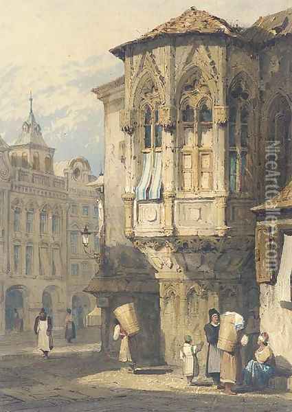 A continental street scene Oil Painting - Samuel Prout