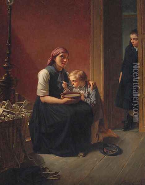 The Hot Soup Oil Painting - Friedrich Wilhelm Heinrich Martersteig