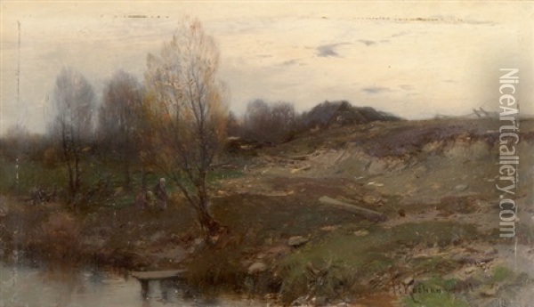 Landschaft Mit Einem Weiher Oil Painting - Roman Kochanowski