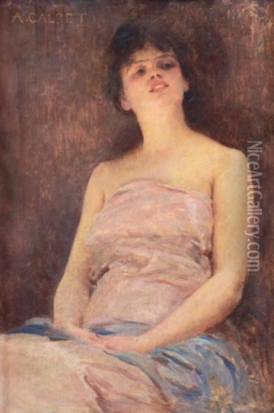 Portrait De Femme Oil Painting - Antoine Calbet