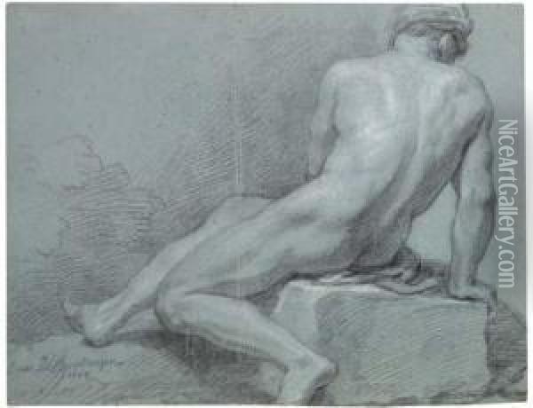 A Seated Nude, Seen From Behind Oil Painting - Louis de, the Younger Boulogne