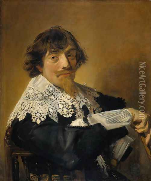 Portrait of a man, possibly Nicolaes Hasselaer Oil Painting - Frans Hals