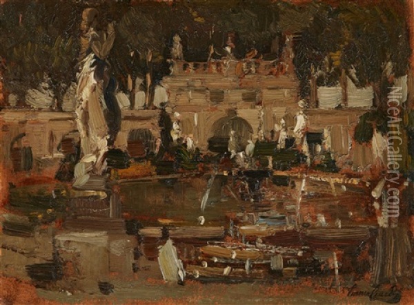 Well In The Park Of The Villa Pisani In Stra Oil Painting - Emma Ciardi