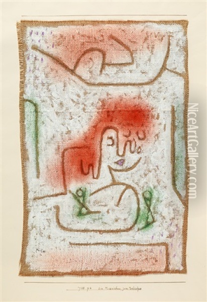 Ein Maedchen, Zwei Schnapse Oil Painting - Paul Klee