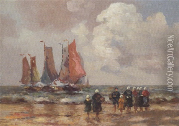 Strandszene Oil Painting - Charles Cottet