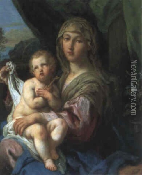 Madonna Mit Kind In Einer Landschaft Oil Painting - Sebastiano Conca