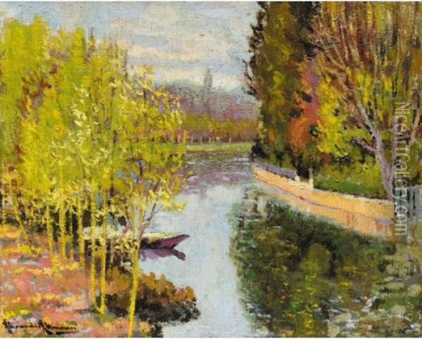 By The River Oil Painting - Alexander Altmann