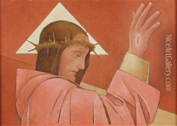 Christus Mit Dornenkrone In Segnender Haltung Oil Painting - Aloys (Wachlmayr) Wach