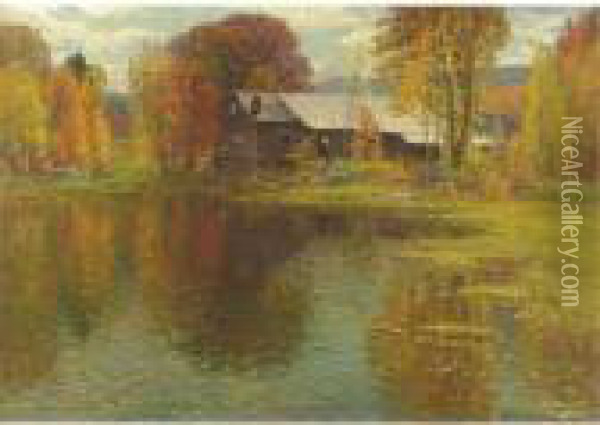 Old Mill, North Sutton, New Hampshire Oil Painting - John Joseph Enneking
