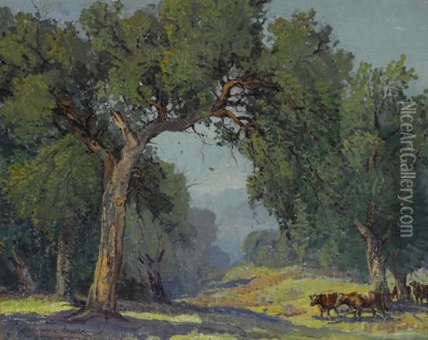 Cattle Under The Trees Oil Painting - Fred Grayson Sayre