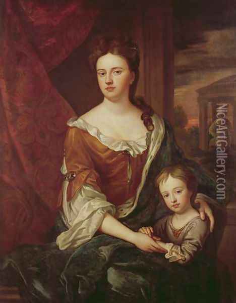Queen Anne and William Duke of Gloucester Oil Painting - Sir Godfrey Kneller