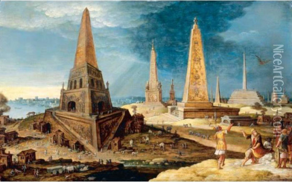 Nimrod Amongst The Monuments Oil Painting - Hendrick van Cleve