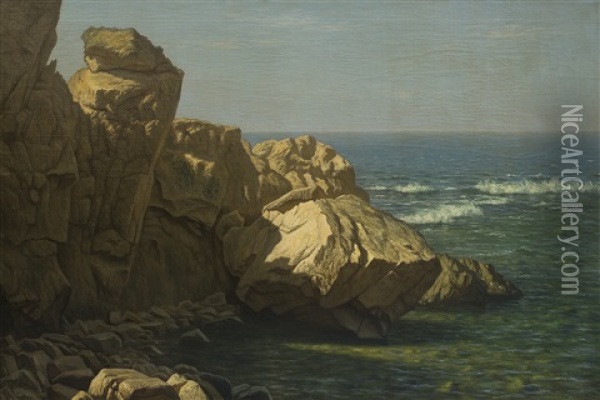Rocky Shore Oil Painting - Johannes Herman Brandt