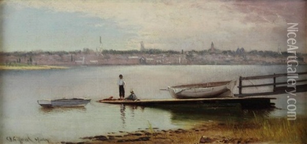 New Bedford From Gifford's Wharf Oil Painting - Charles Henry Gifford