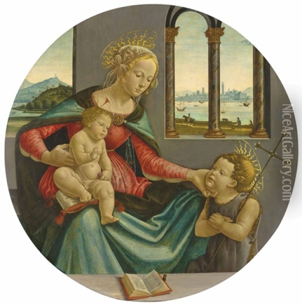 The Madonna And Child With The Infant Saint John The Baptist Oil Painting - Sebastiano di Bartolo Mainardi