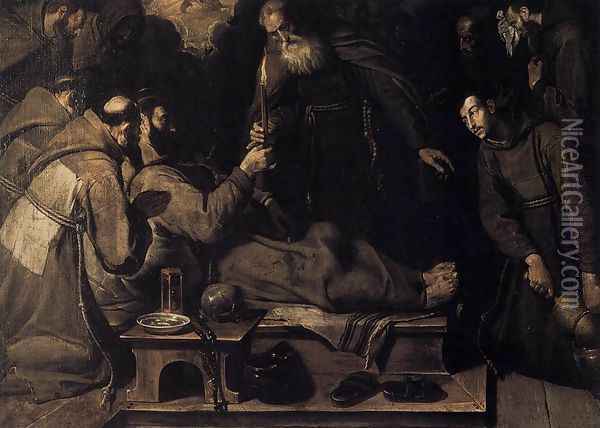 Death of St Francis 1593 Oil Painting - Bartolome Carducci (or Carducho)