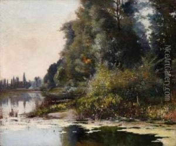 Paysage Au Lac Oil Painting - Henri Biva