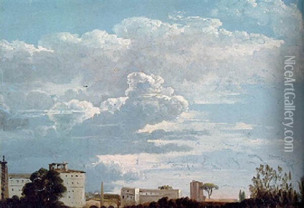 A View Of A Roman Town Oil Painting - Simon-Joseph-Alexandre Clement Denis