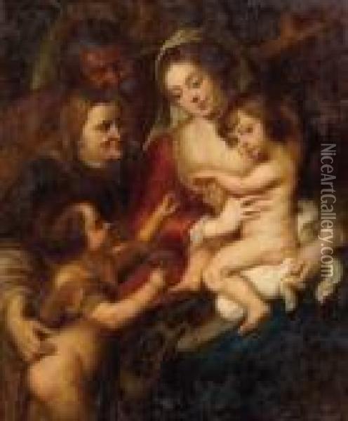Die Hl. Familie Mit Elisabeth Und Dem Johannesknaben Oil Painting - Peter Paul Rubens