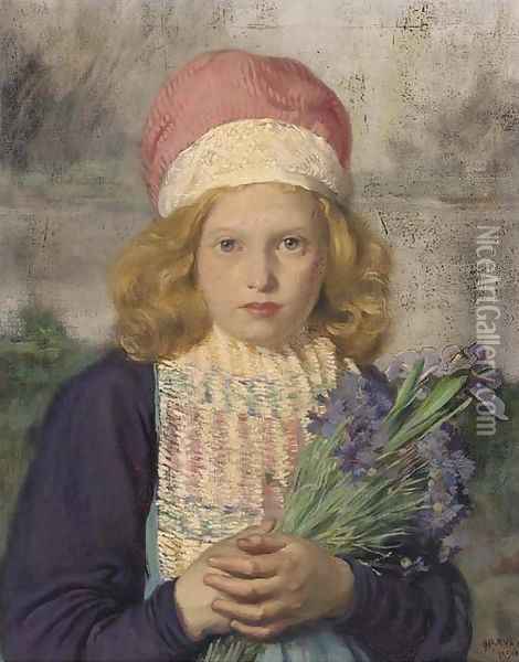 The flower gatherer Oil Painting - Herbert Johnson Harvey