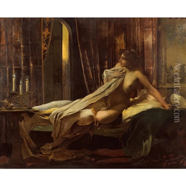 Lady In Her Boudoir Oil Painting - Franciszek Zmurko