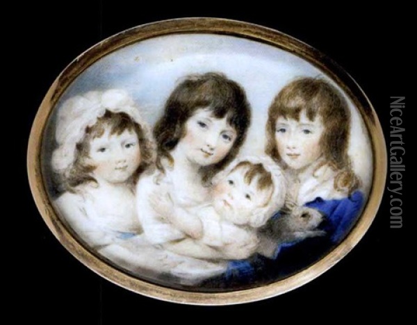 Portrait Of John Ireland Blackburne And His Sisters, Mary, Anna And Elizabeth; Portrait Of Harriet Blackburne Oil Painting - Patrick John McMoreland
