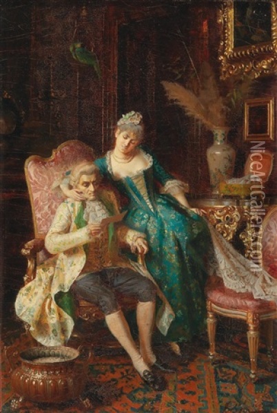 Courtship Oil Painting - Pio Ricci
