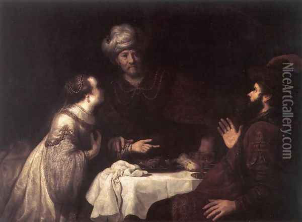 Esther and Haman before Ahasuerus 1638-40 Oil Painting - Jan Victors