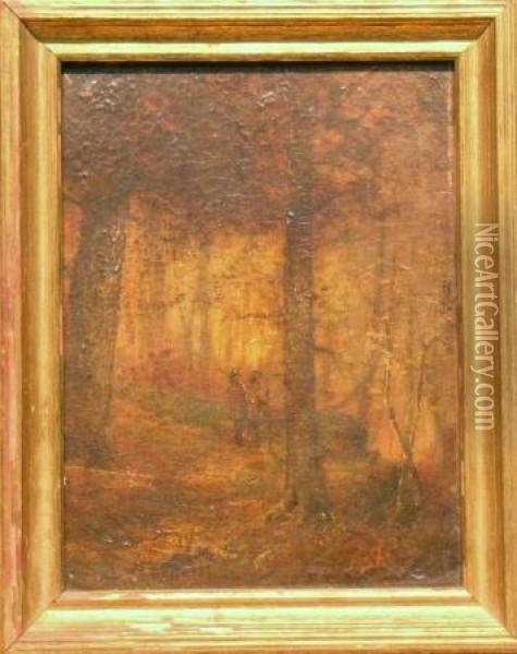 Hunters Deep In A Forest Oil Painting - Alexander Helwig Wyant